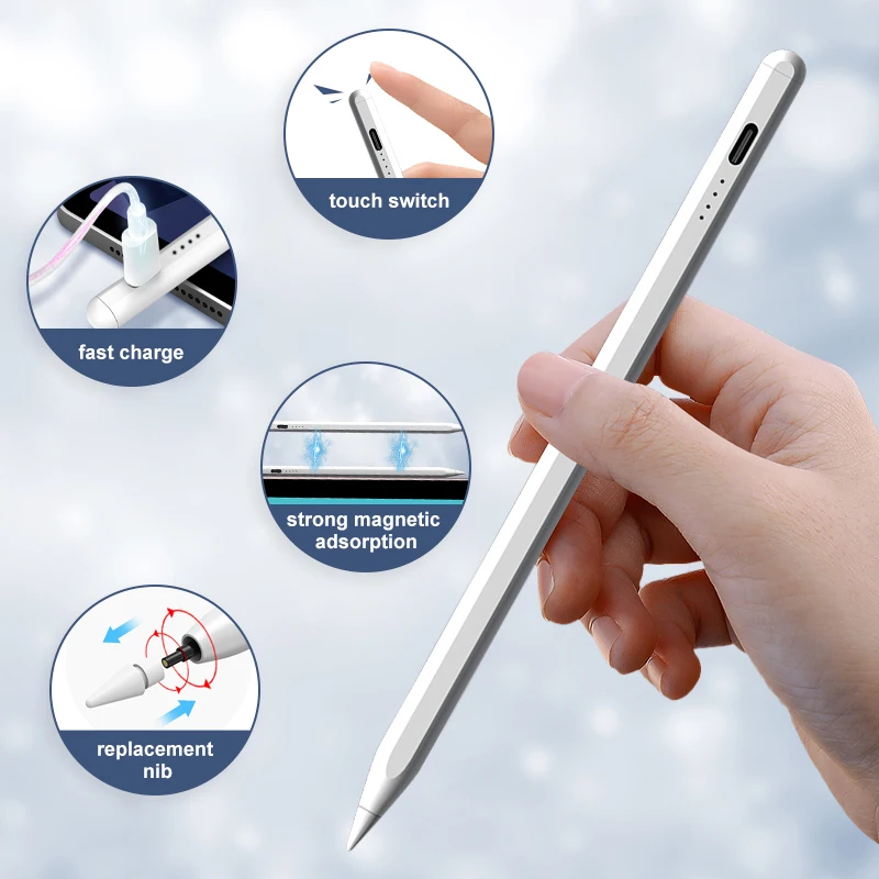 

Стилус с функцией Palm Rejection для Apple Pencil, совместимый с моделями iPad Air Pro 2018-2022, специальный стилус с дисплеем мощности
