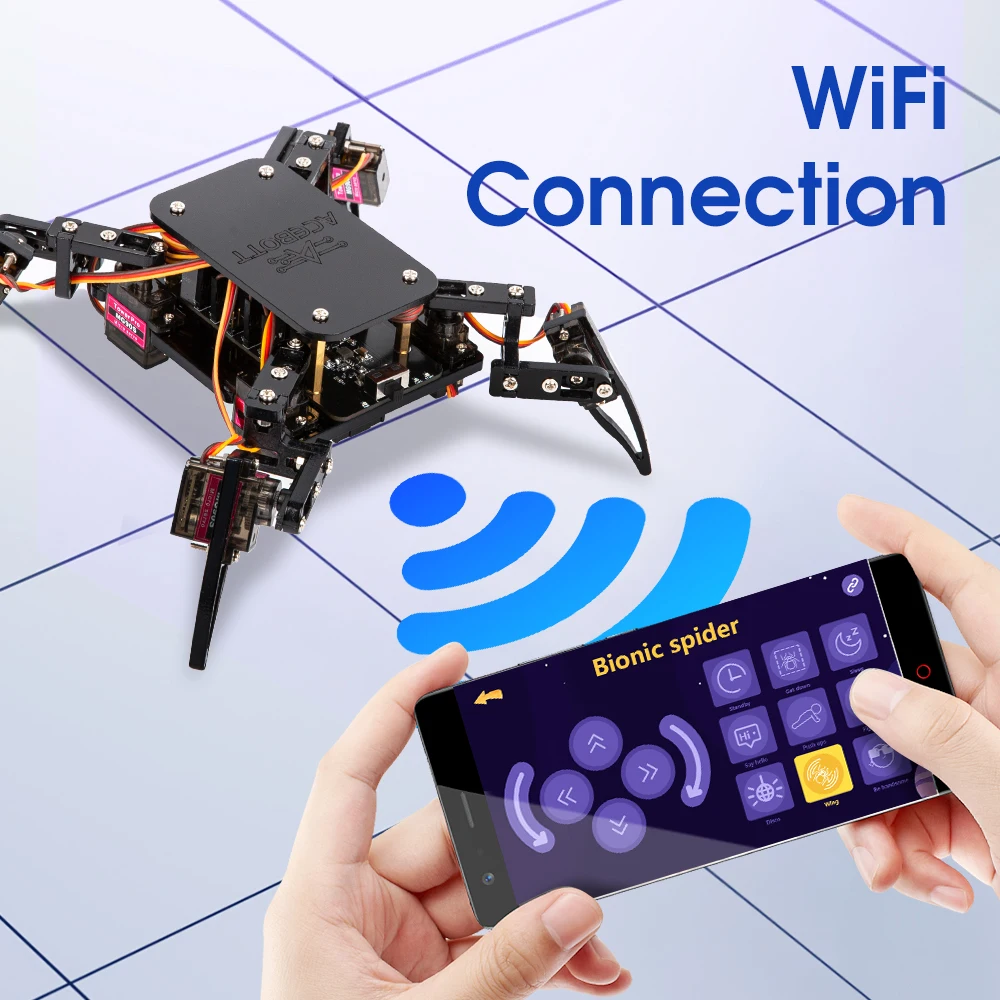 ACEBOTT ESP8266 Bionic Quadruped Spider Robot Kit App Remote Control Walking Crawling STEM Robotics Project for Arduino ESP32