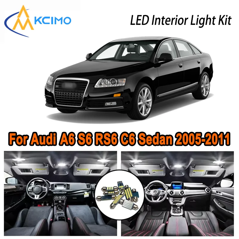 

For Audi A6 S6 RS6 C6 Sedan 2005-2011 2006 2007 2008 2009 LED Interior Dome Map Trunk Light Kit Car Led Lamps Canbus No Error