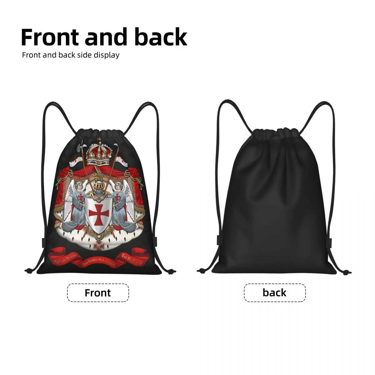 Knights Templar Drawstring Backpack Women Men Gym Sport Sackpack Portable Coat Of Arms Training Bag Sack