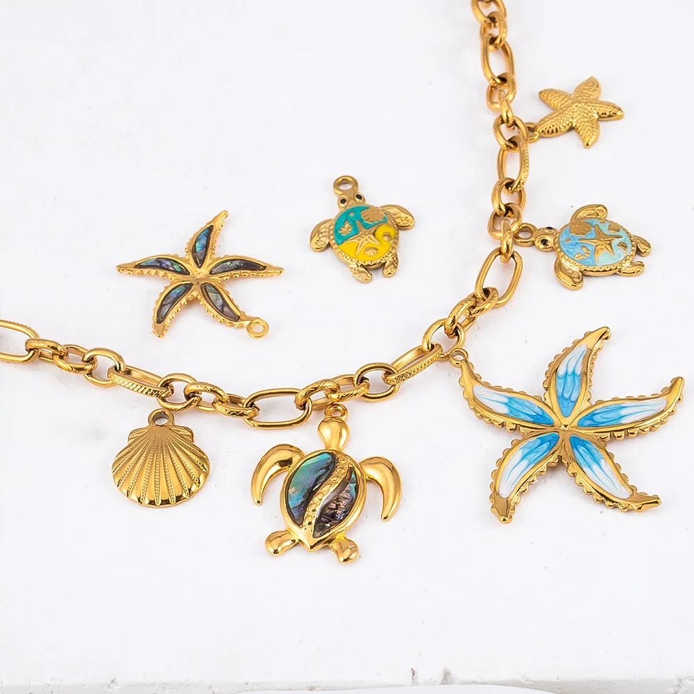 

2 шт., светло-голубой эмалированный браслет в форме сердца из нержавеющей стали, подвеска в стиле бохо, позолоченная подвеска для DIY, серьги, ожерелье, изготовление ювелирных изделий