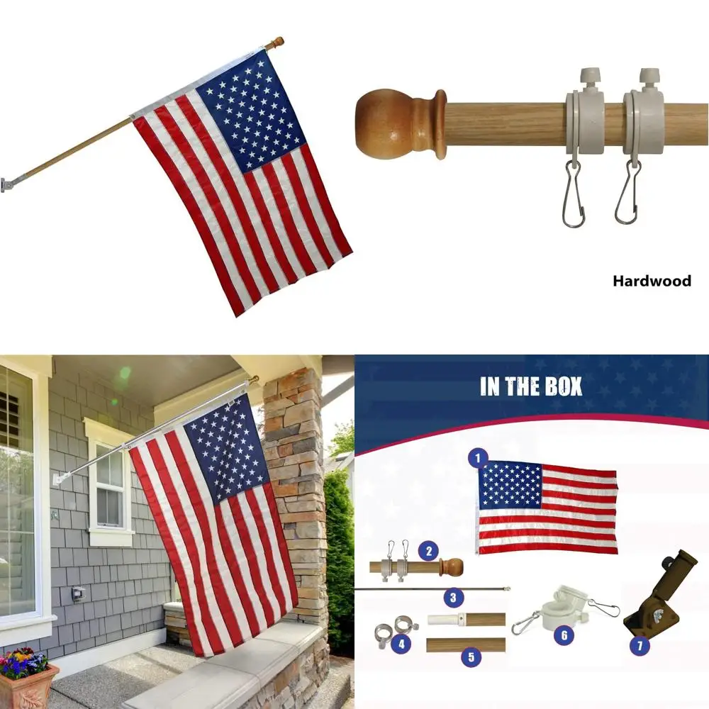 

Durable Nylon Flagpole Set with 6-Foot Wooden Pole