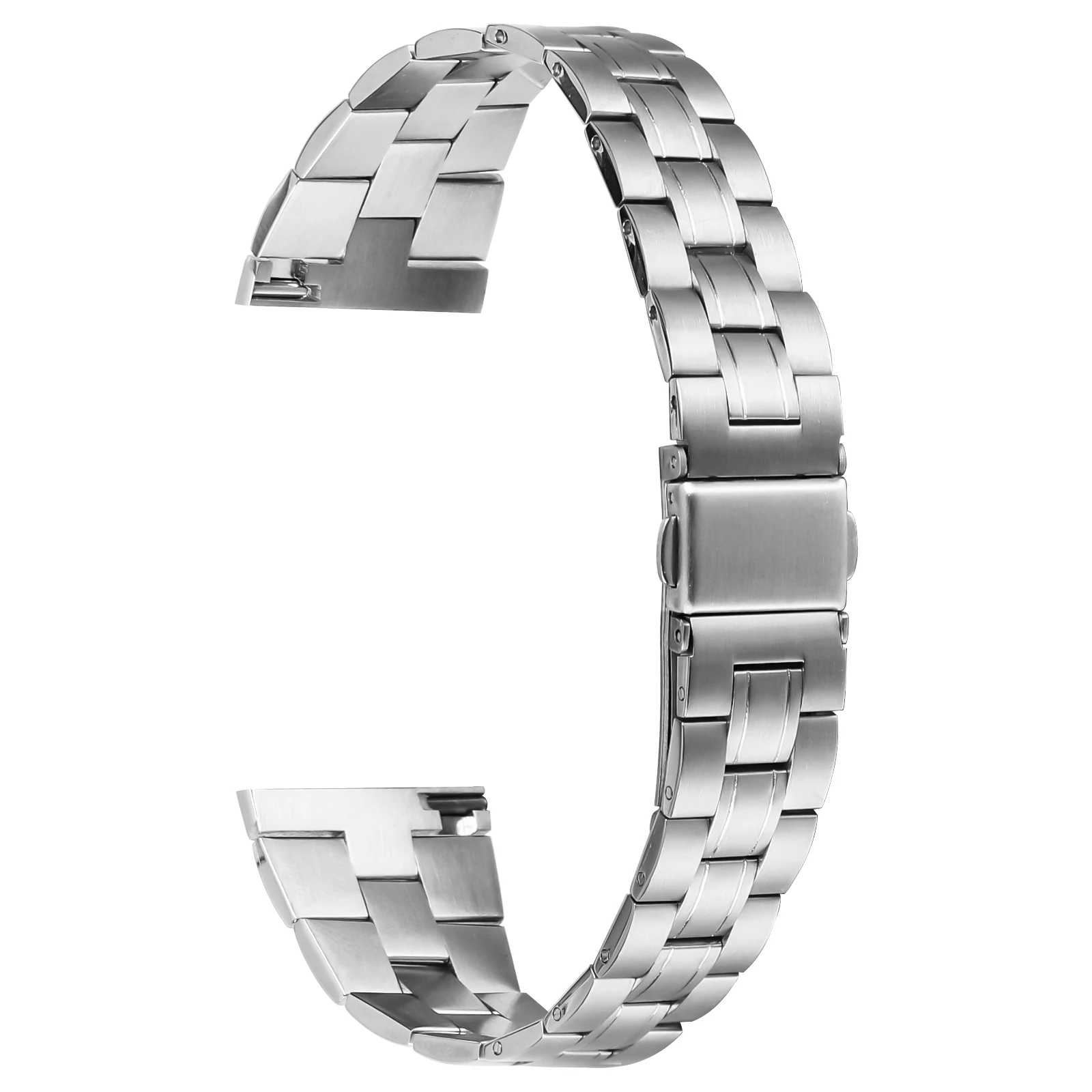 

For Haylou Solar LS05 Fashionable Replacement Band 3-Bead Stainless Steel Smartwatch Strap - Silver