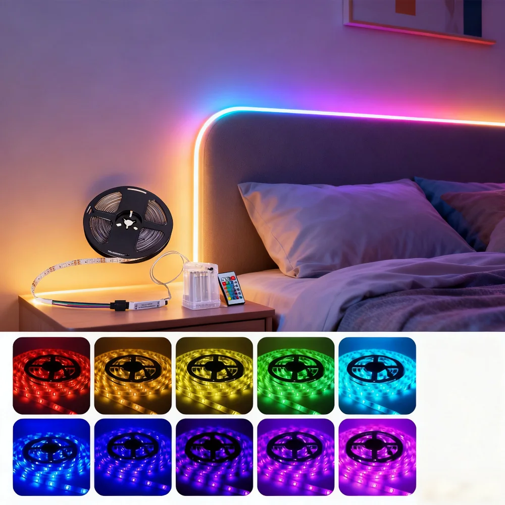 

RGB LED Strip Light DC5V SMD5050 Flexible LED Tape color strip lamp DIY TV Background Lighting room decoration lights lighting
