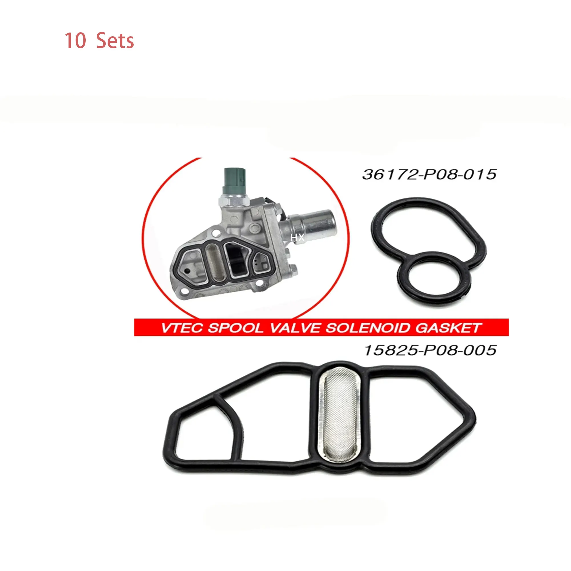 

High quality 10 sets 36172-P08-015 15825-P08-005 Upper + Lower VTEC Solenoid Gasket Fit for Honda GSR NSX D16Z6 B18C1 B16A2