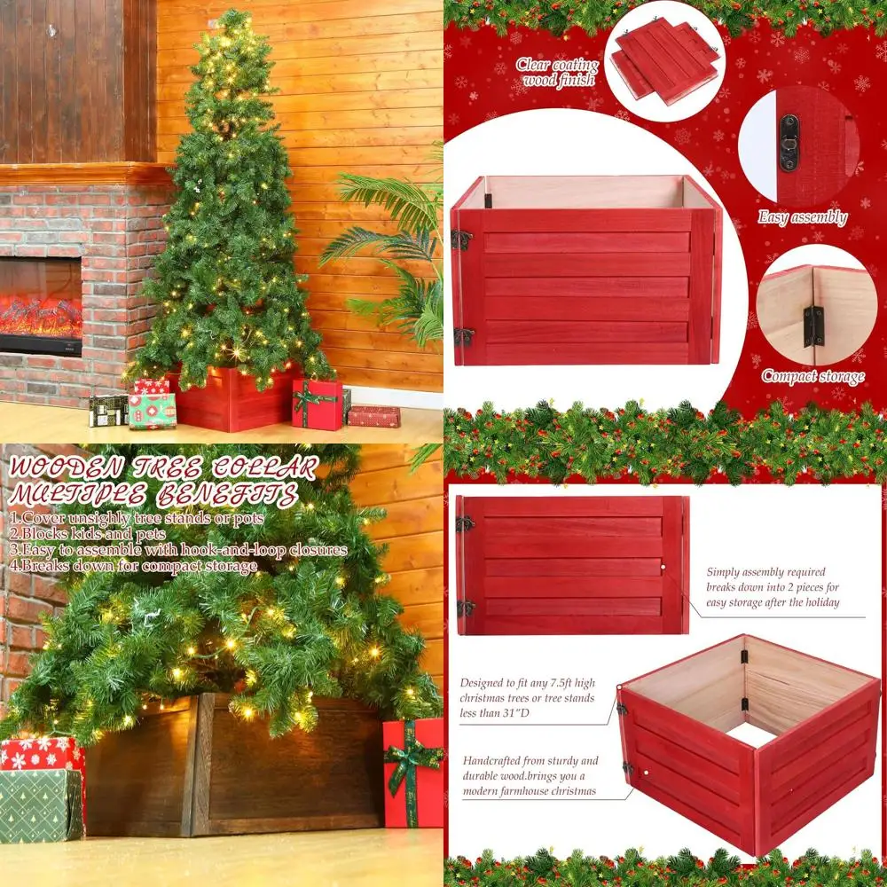 

Красная юбка для рождественской елки в деревенском стиле, 22 x 12, для декора фермерского дома и крышки подставки для елки