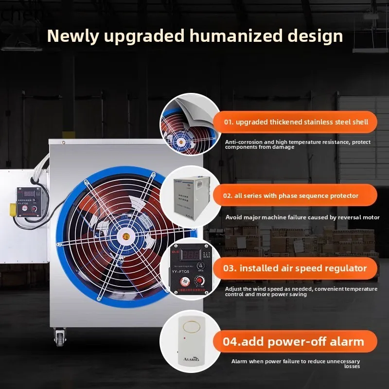 HTT Farm Breeding Heater Electric Heater Industrial High Power Large Area Heating Equipment Drying Hot Air Stove