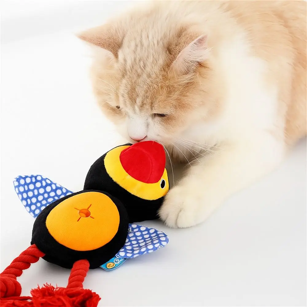 

Funny Bite-resistant Dog Chew Toys Bird Shape Sounding Pet Leaking Food Ball Plush Pet Cotton Rope Toys Cleaning Teeth