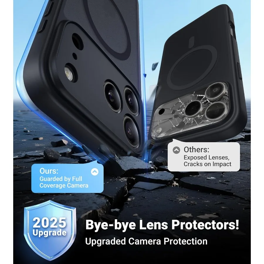 حافظة حماية مغناطيسية كاملة للكاميرا لهاتف iPhone 17 Pro Max 6.9 مع توافق MagSafe عسكري مقاوم للصدمات ومضاد للانزلاق M