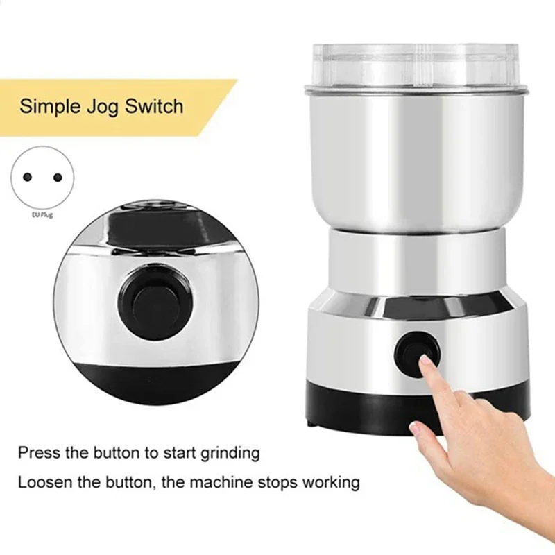 Electric Coffee Grinder Machine for Home, EU Plug - Kitchen Grinder for Cereal Nut Bean Grain Spice Grinding