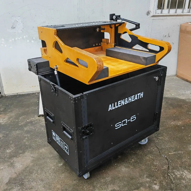 SQ6 Hydraulic Flight Case (All-Black) with Birch Wood Pallet and Laptop Stand