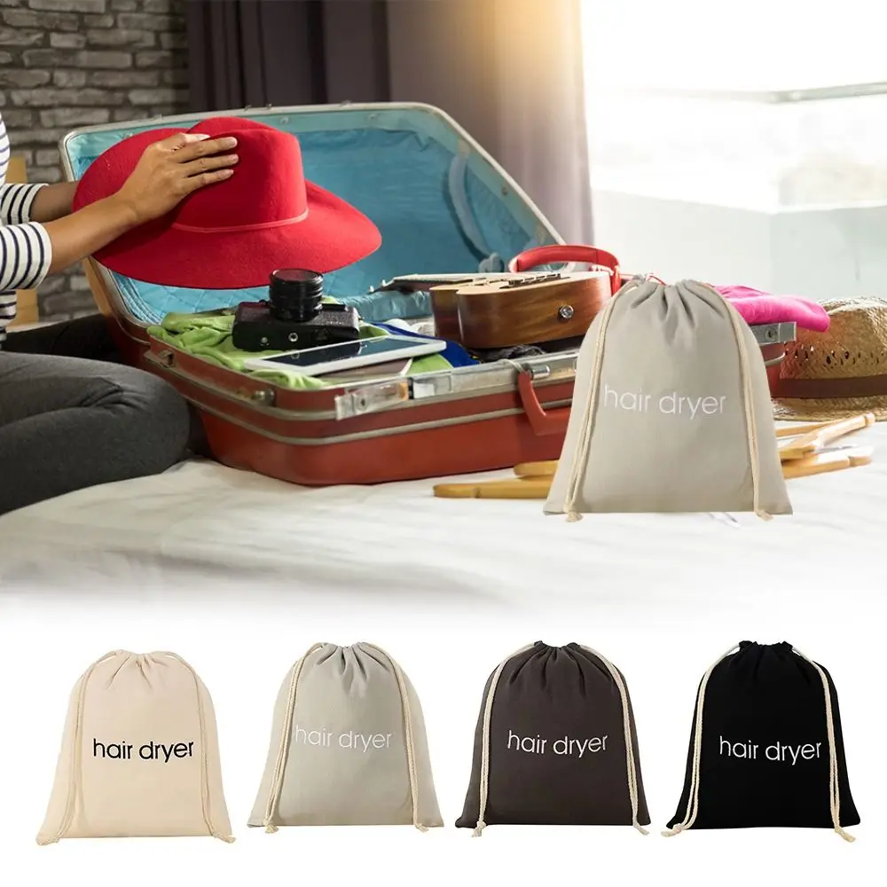 Portable Dustproof Hair Dryer Cloth Bag Drawstring Large Capacity Hairdryer Bag Canvas Storage Bag