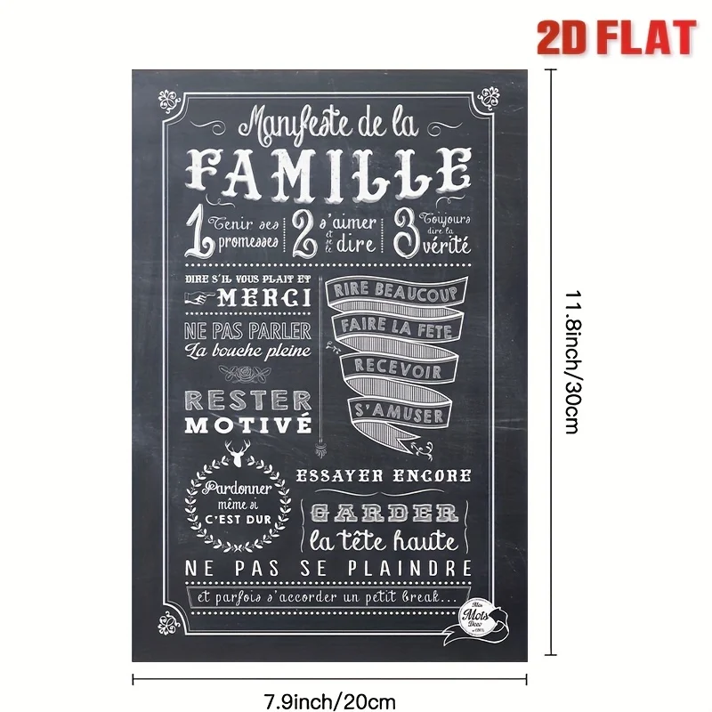 2D Flat - Decorative Sign & Plaque [2D Flat] 6pcs Vintage Metal Sign Wall Art, 20.32X30.48 Cm Retro French Phrases & Motivationa