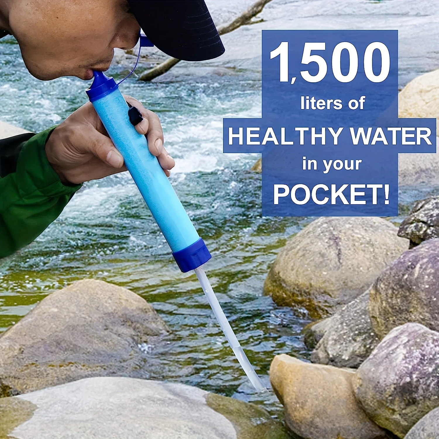 

1pc Outdoor Water Filter Personal Straw Filtration System Emergency Survival Purifier For Camping Hiking Climbing Backpacking