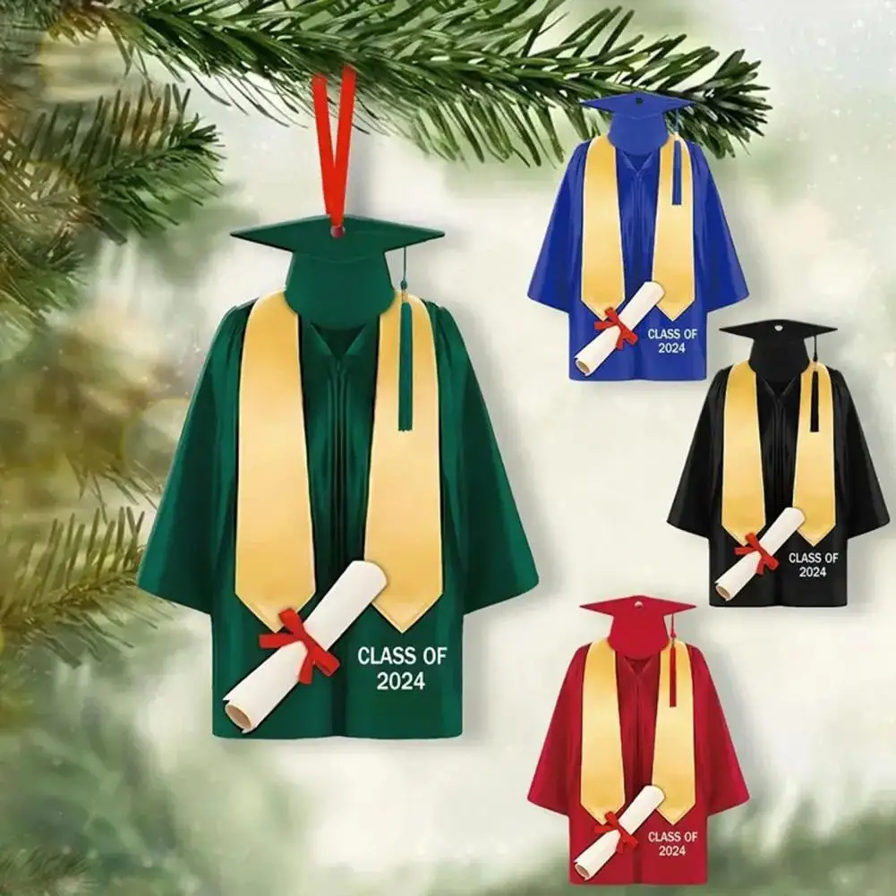 Class of 2024 Graduation Pendant Graduation Gown Shape Hanging Ornament High School College Graduation Ornament for Mantel Tree