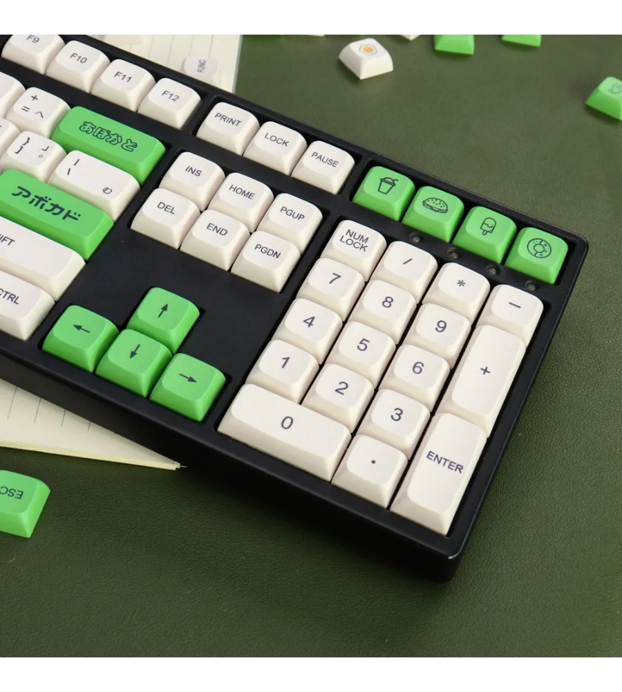 Avocado keycaps in green Japanese PBT sublimation XDA height 137 keys compatible with mechanical keyboards 64/87/980