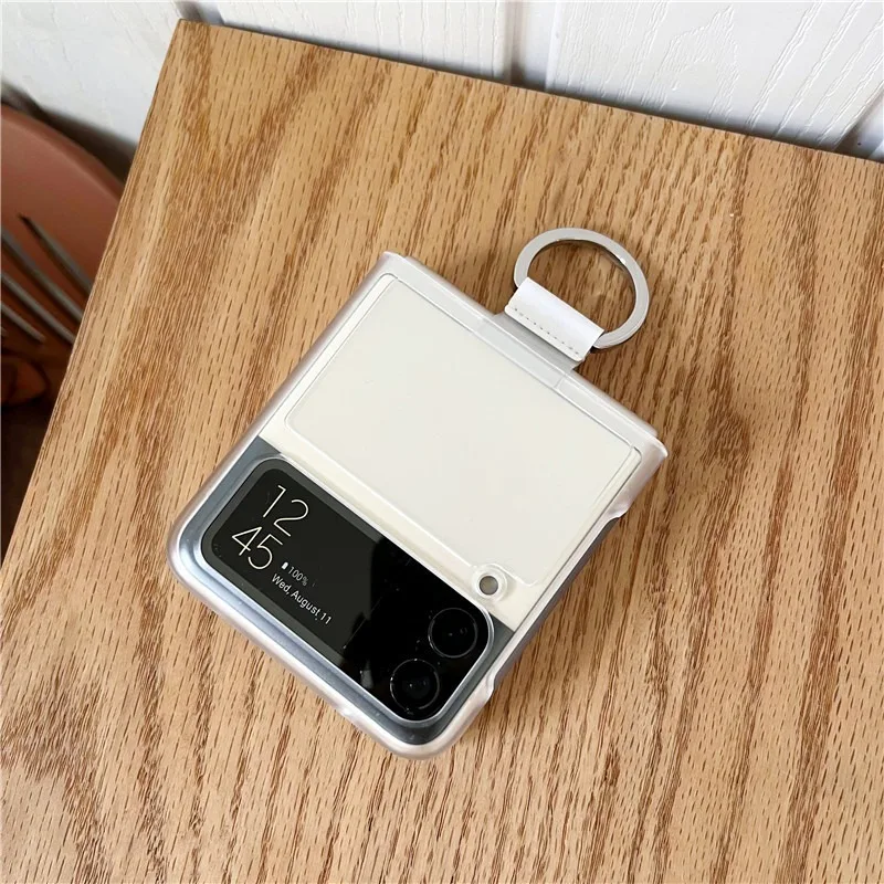 Suitable for Samsung Z Flip 5 Mobile Phone Case Transparent Frosted Ring Case Galaxy Zflip3 ShockProof Cover Zflip4 Frosted Case