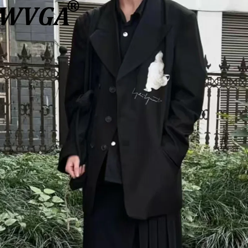 

WVGA весна осень новый мужской прилив High Street стиль Ямамото темная одежда вышитый модный костюм пальто нишевый шикарный повседневный пиджак W12927