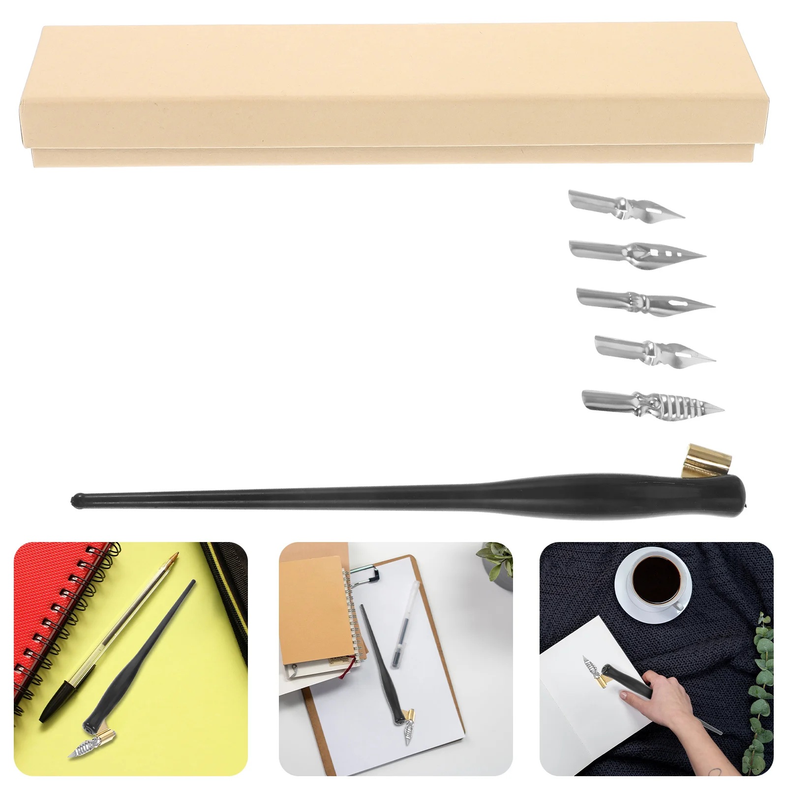 1 مجموعة خمر الخط الخشبي تراجع القلم القوطية بنك الاستثمار القومي عازمة تلميح السلس الكتابة خفيفة الوزن غمس القلم ممارسة الرسم التوقيع #3