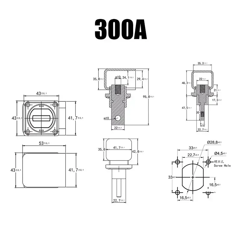 All Copper 120A 200A 300A Lithium Battery Terminal Block High Current Energy Inverter Plug Wall Mounted Type Storage Connector