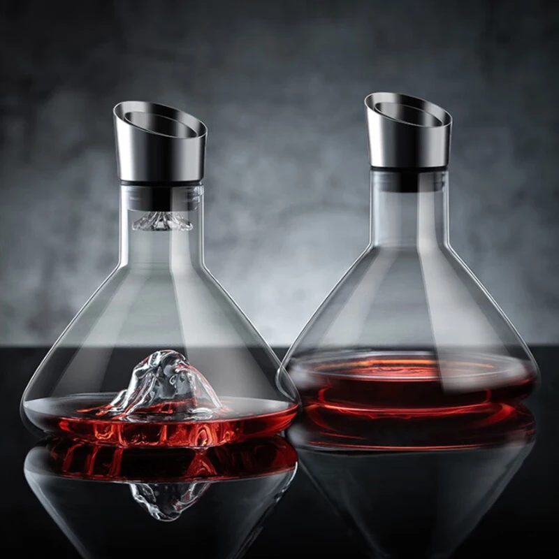 Luxurious 1500ml Transparent Iceberg Wine Decanter Made from Lead-Free Crystal, Ideal Home Barware for Red Wine Enthusiasts