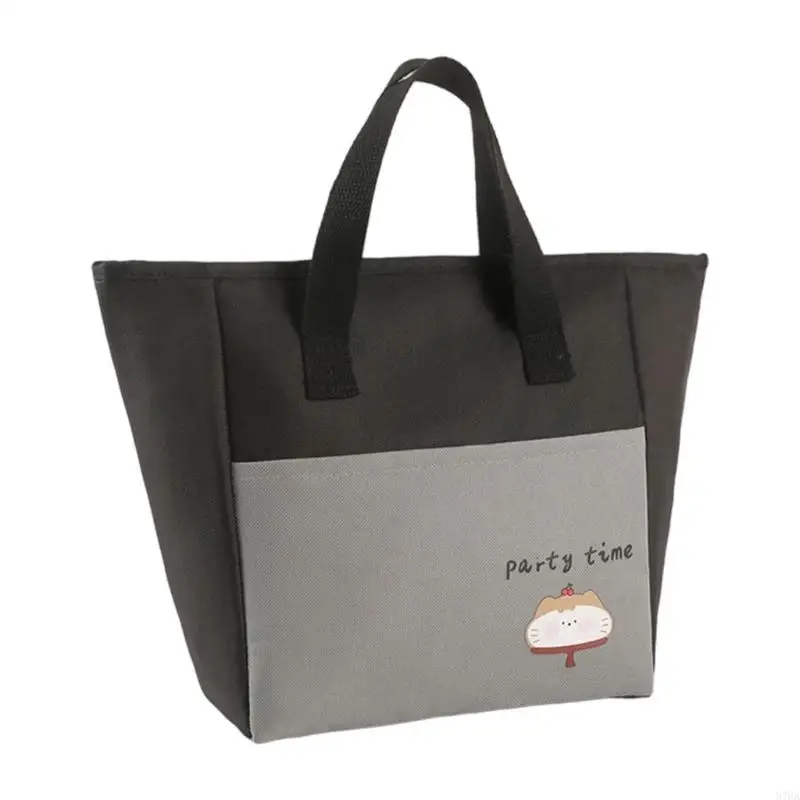 Handheld Lunch Box Lunch Container Coolers Bag Cartoon Lunch Bag Easy to Carry Reusable Lunch Case for Travel Office 87HA