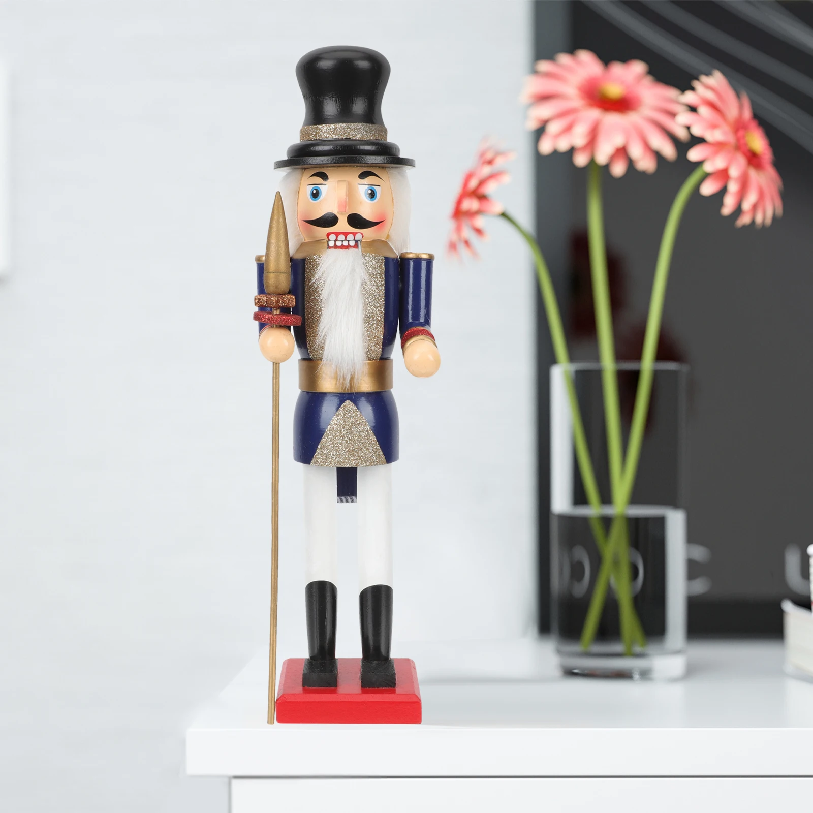 

Nutcracker Statue 42cm Wooden Soldier Decor Living Room Home Craft Gift Wedding nament Table Figure Mini Model