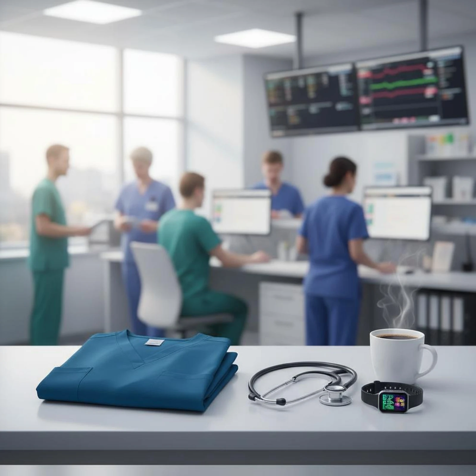 conjunto-de-uniforme-para-enfermeiras-com-multiplos-bolsos-conjunto-de-scrubs-com-decote-em-u-vestuario-profissional-em-material-elastico-macio-e-confortavel-para-medicos-e-hospitais