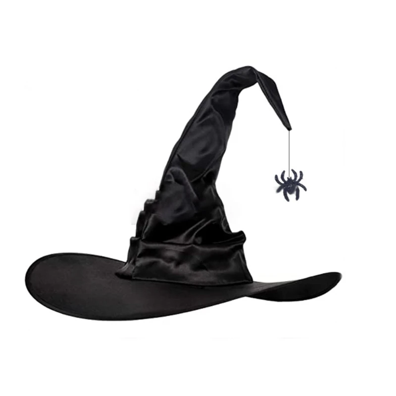 Halloween Witch Hat Wizard Homens Mulheres Chapéu Torto Traje Cosplay Aranhas