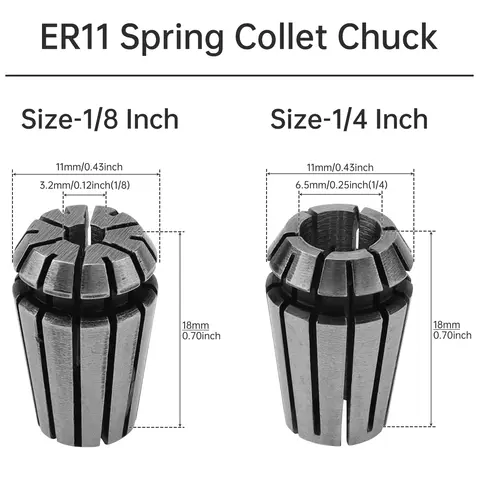 CNC Spindle Motor Kit ER11 1/8 1/4 Inch Spring Collet Chuck RS775 24V 20000RPM DC Motor for CNC 3018 1610 Milling Router Machine