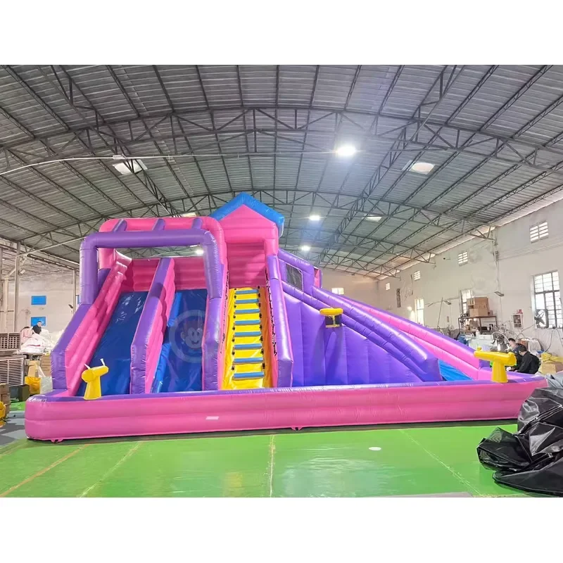 Outdoor Inflatable Slide with Pool Commercial Water Slide Inflatable Winding Slide Water Play