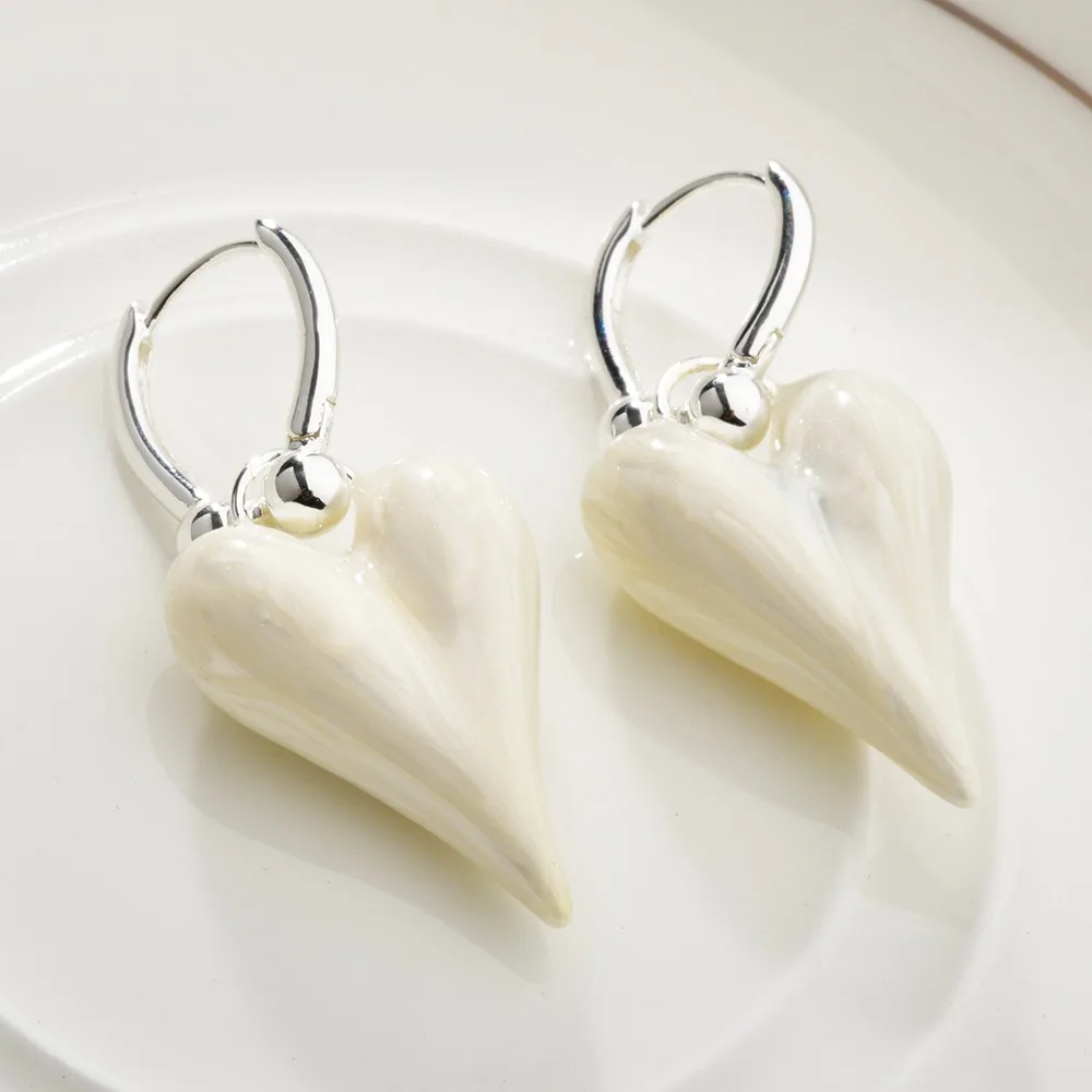 1Pair Heart Shape Heart Earrings Candy Trendy Sweet Temperament Fashion Jewelry Simply Design Ear Accessories Party Gifts
