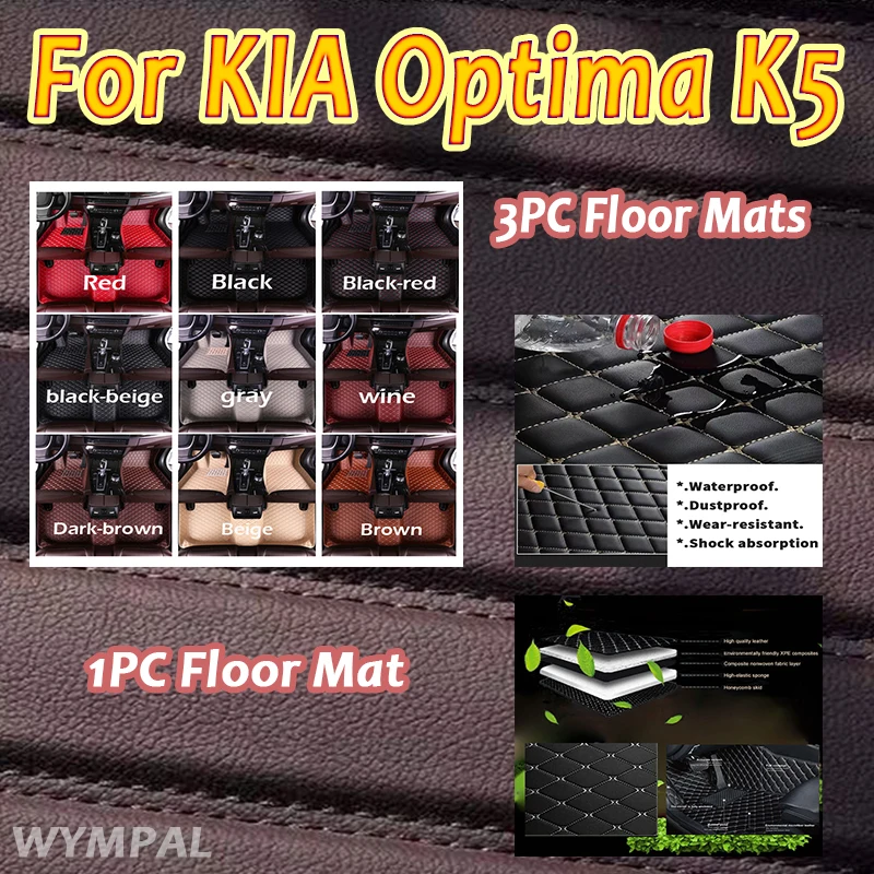 

Luxury Car Floor Mats Interior Leather Carpets For KIA Optima K5 2015 2014 2013 2012 2011 Auto Custom Rug Accessories Waterproof