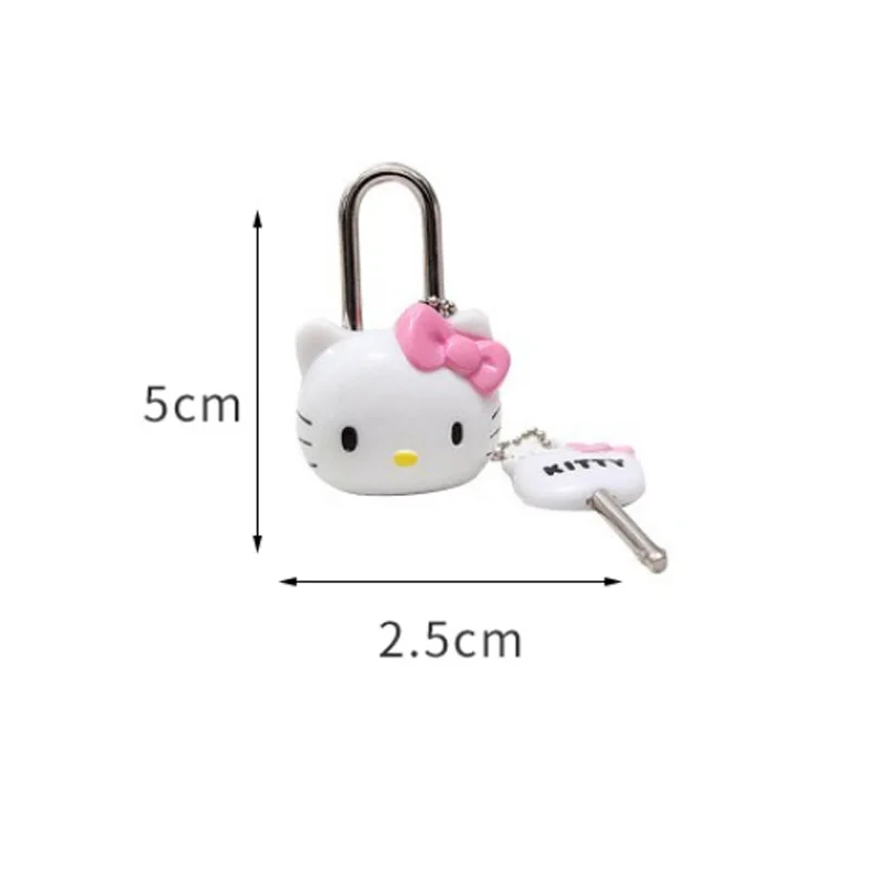 Sanrio Schloss-Vorhängeschloss Schubladenschrank Hello Kitty MyMelody Cartoon Mini Metall Reißverschluss Tasche Koffer Gepäckbox Schlüsselschloss mit Schlüssel