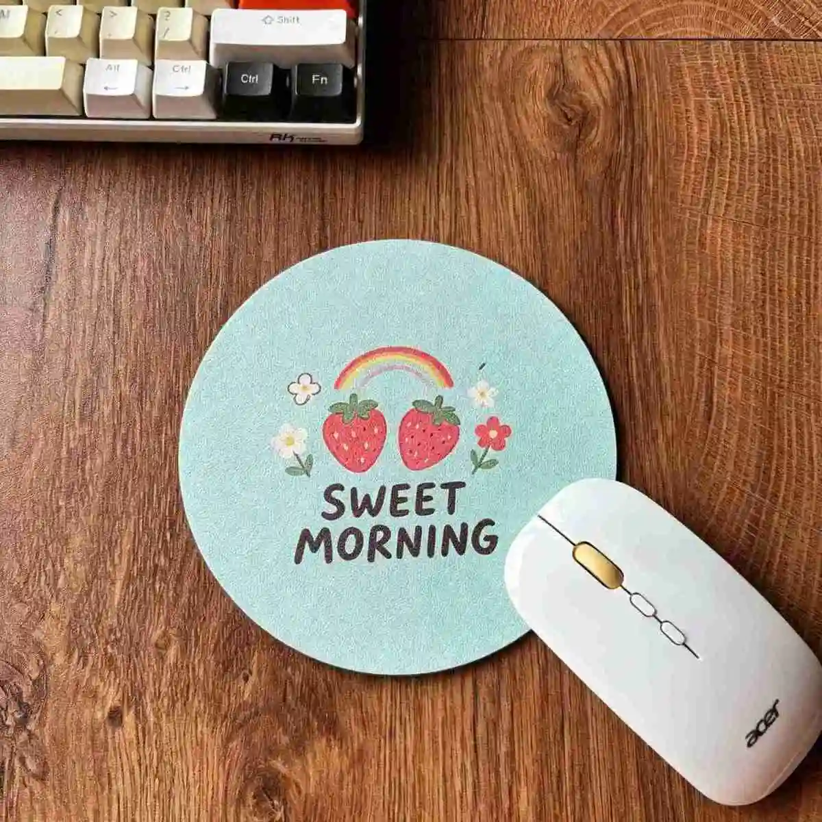 Sweet Pink Fruit Strawberry Pastry Niche Rubber Mouse Pad Keyboard Office Desktop Decoration Student Dormitory Waterproof