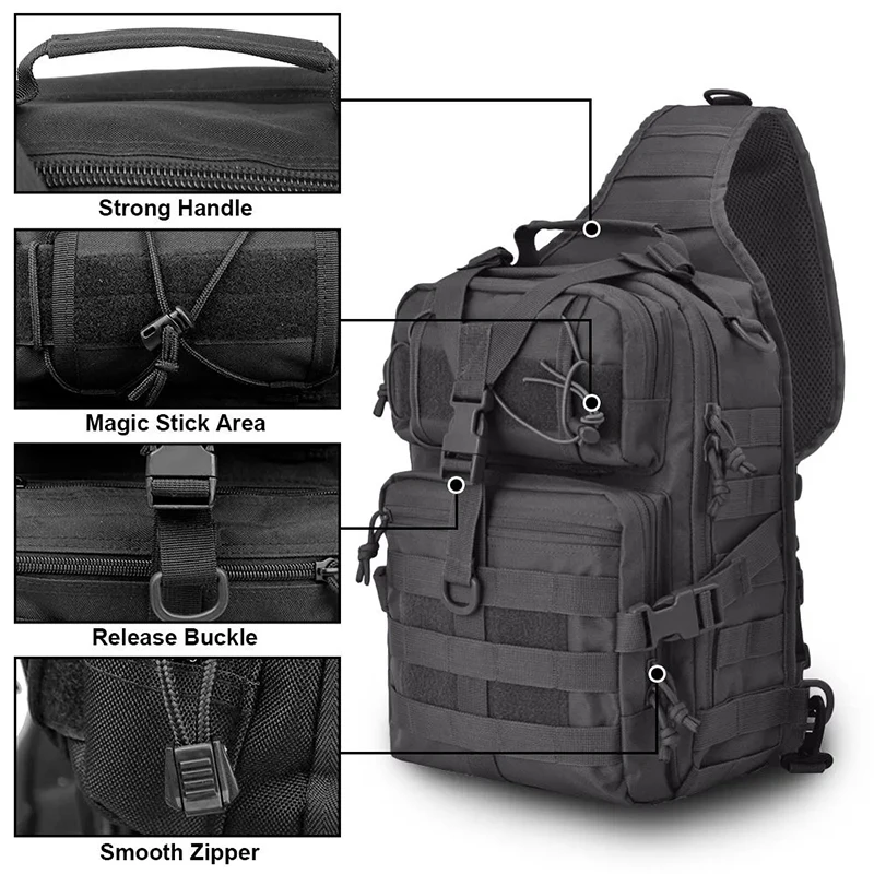 20L Men Tactical Shoulder Bag Molle Camouflage Sling Army Bags Military Hiking Camping Pack Assault Bag Fishing Hunting Backpack