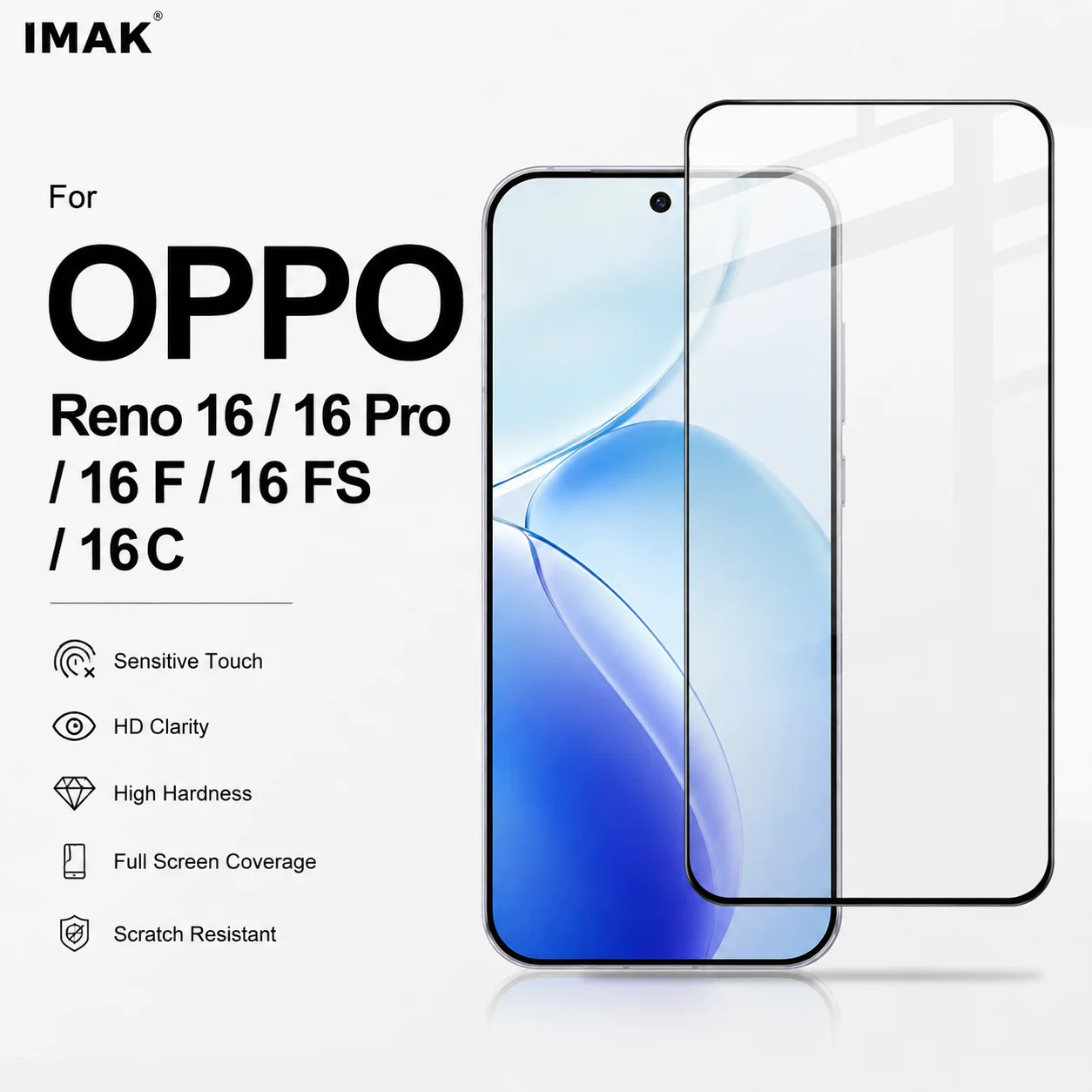 Tempered Glass For OPPO Reno 16 F FS Reno16 Reno16C 5G Support Fingerprint Protector Film FM0003