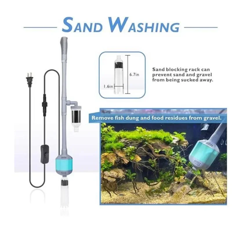 hygger 360GPH Electric Aquarium Gravel Cleaner, 5 in 1 Automatic Fish Tank Cleaning Tool Set Vacuum Water Changer Sand