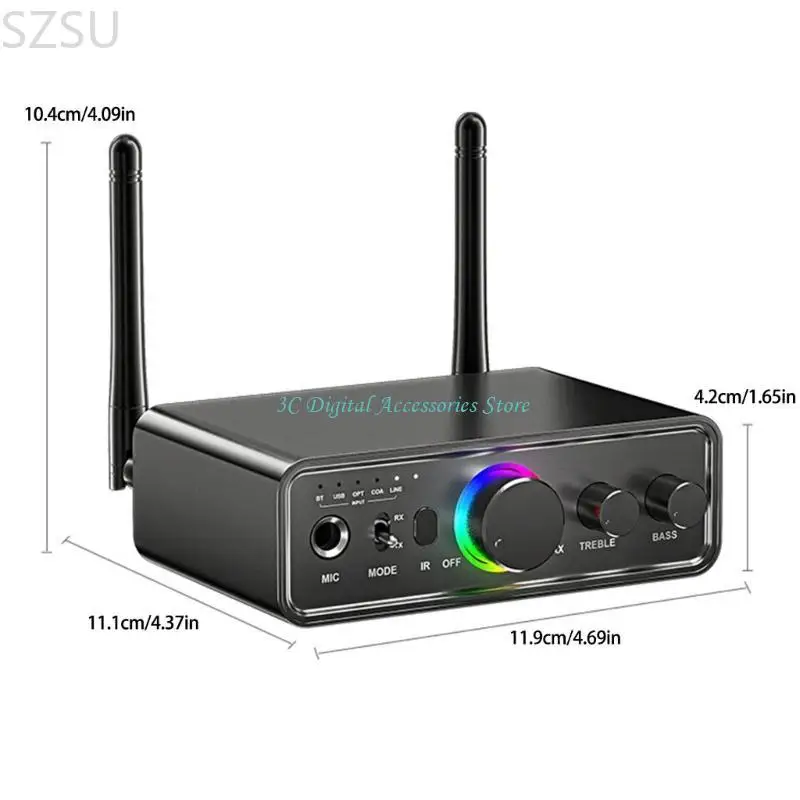SZSU Wireless Auditory Adapter Transmitter Receiver Microphone Port 3 in 1 Music Adapter with DSP Sound Enhancement
