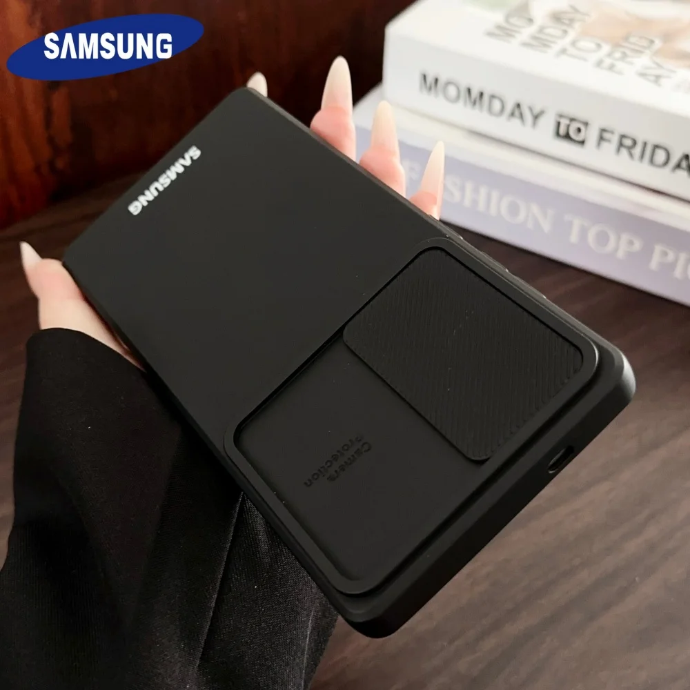 Heavy Duty Slide Camera Protector Case Samsung S25 S24 Ultra S23 S22 S21Plus S24 S21 FE A55 A35 A25 A15 Silikon Bumper Cases