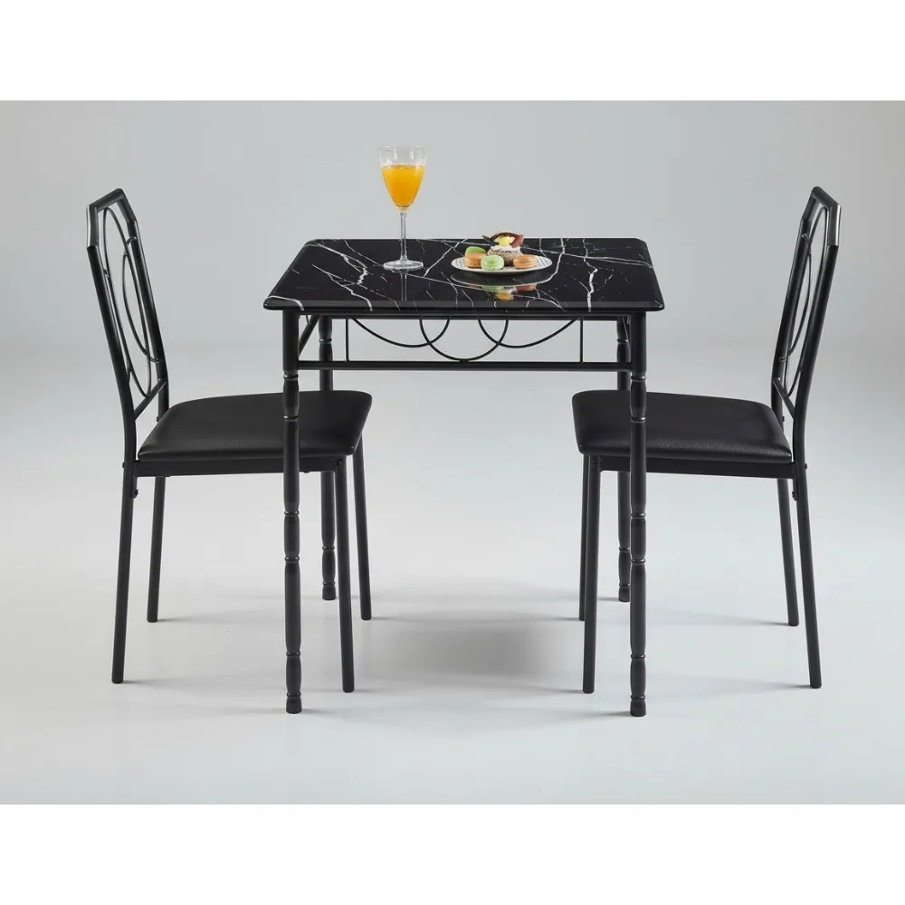 

3-Piece Dining Table Set for 2 with Chairs, Space-Saving Kitchen Bistro Table for Small Spaces, Easy Assembly