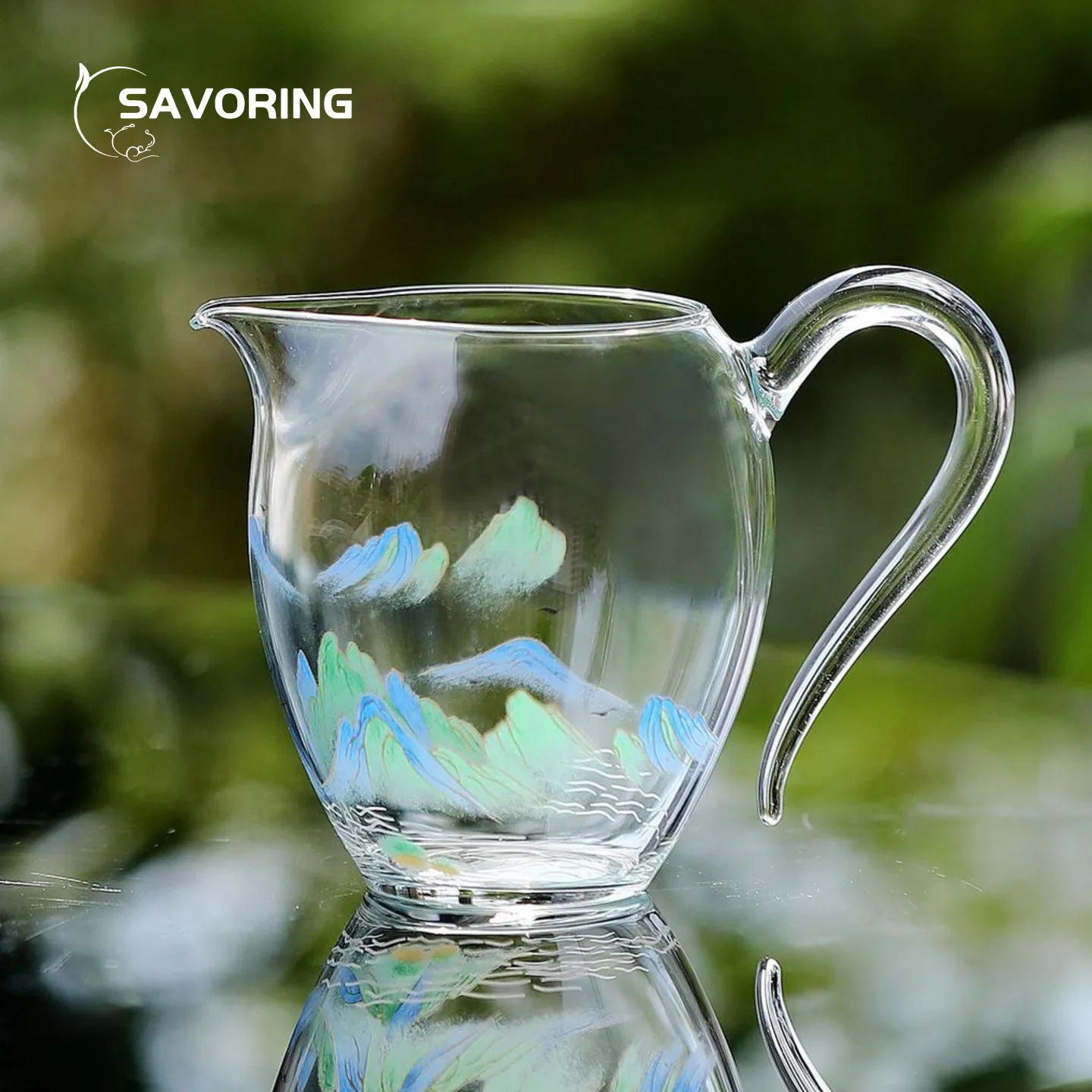 Thousand Of Miles Hand-painted Tea Cup Glass Tea Pitcher Sea ChahaiChhai Heat-resistant Glass Drinkware Cup Accessories Set Sea