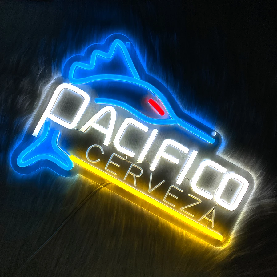 لافتة نيون من Pacifico لديكور الحائط، لافتة مضيئة لديكور الكهف للرجال، بار، فندق، نادي، مطعم، هدايا عيد الميلاد وحفلات أعياد الميلاد