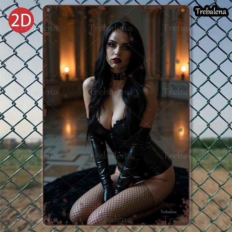 1PC 2D Flat 8*12inch Metal Sign Gothic Beauty in Velvet Room Decorative Metal Sign