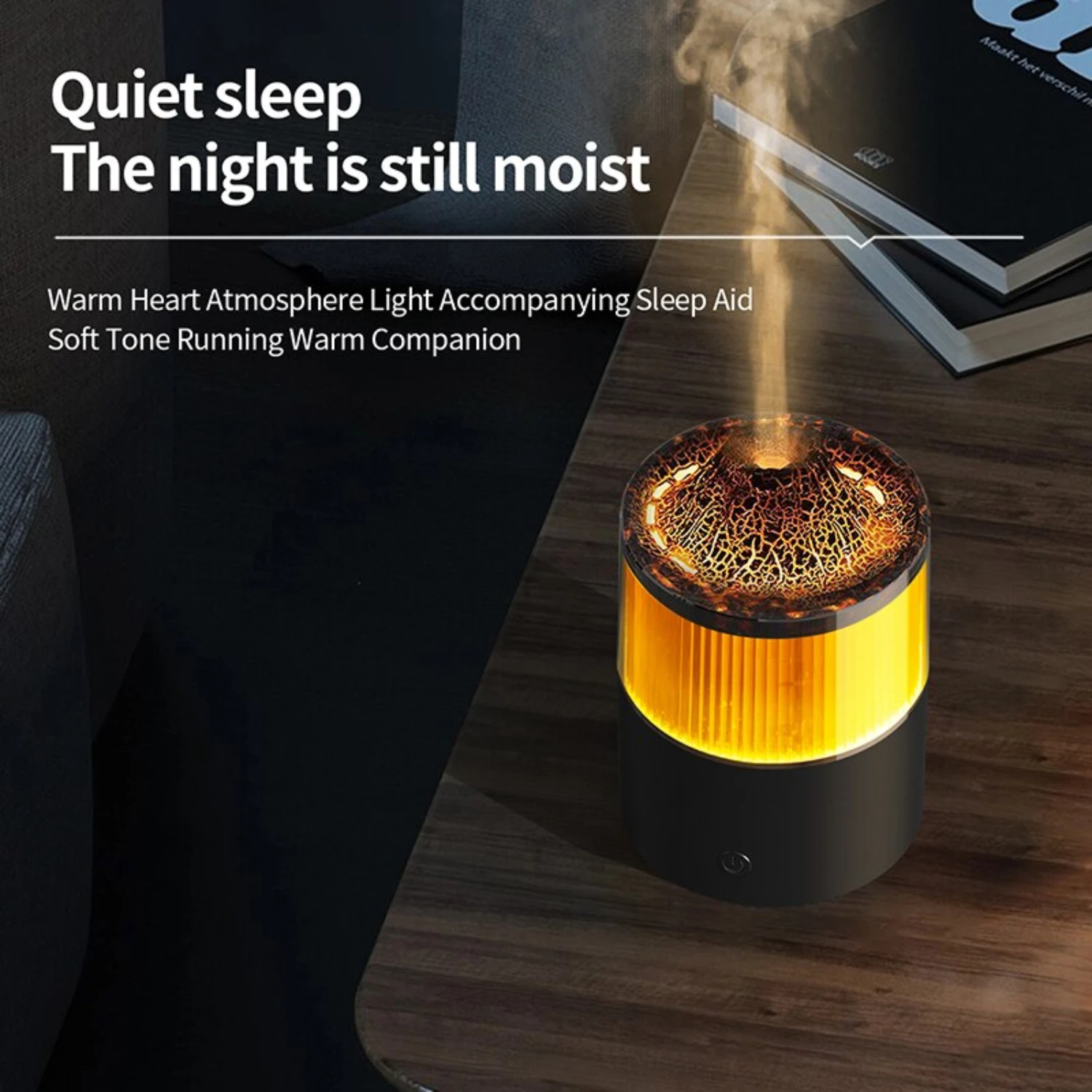 

Humidifier Cool Flame Lamp Colorful Small Mini Silent Desktop Ambient Lamp Volcano Humidifier Aromatherapy Machine