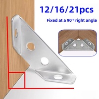 12/16/21pcs of small corner code universal furniture corner fasteners, bookshelves, table and chair corners, cabinet brackets