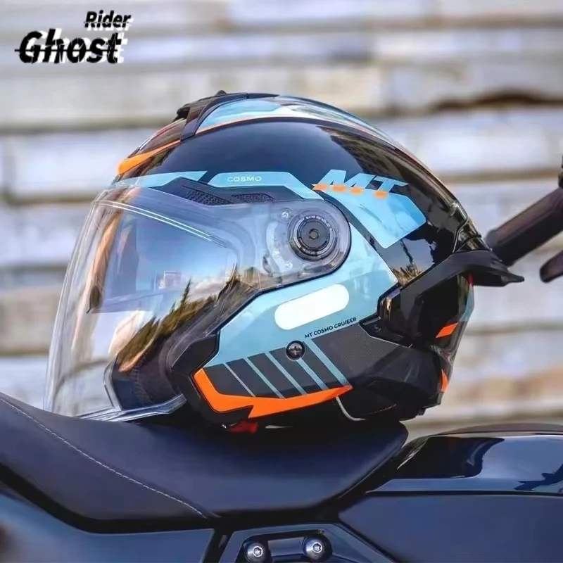 Hot MT Motorcycle Helmet Double Visor Helmets MT Cascos Para Moto EU Size DOT Casco Women Scooter Casque Moto Blue Cosmo SV JET