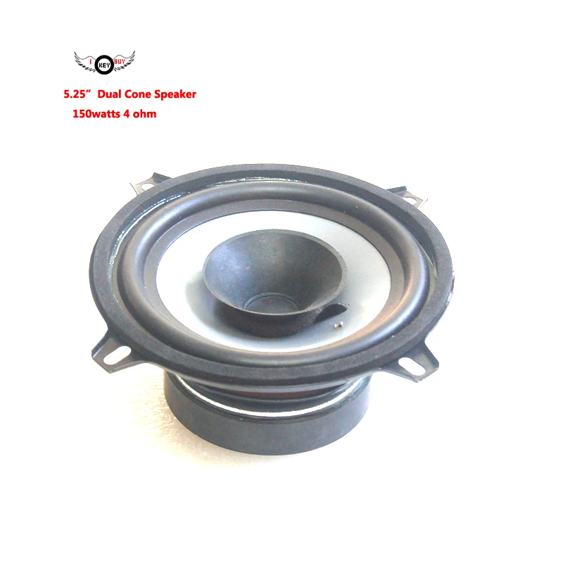 

1 шт./лот, 5 дюймов, 5,25 дюйма, автомобильный полный диапазон, мощный, 150 Вт, 4 Ом, звуковой сигнал, двойной конус, резиновый край, универсальный конус для инъекций