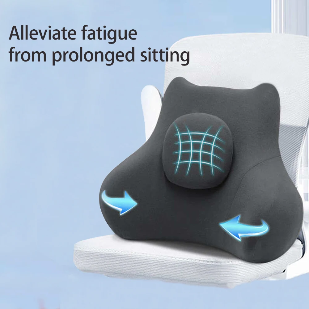 Skin Friendly Lumbar Support Office Chair Cushion Comfort Slow Rebound Back Pillow Relieve Discomfort for Long Time Sitting