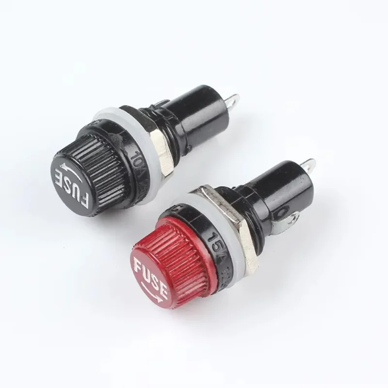 5Pcs 5x20 6X30mm 퓨즈 홀더 검정색 보험 튜브 소켓 퓨즈 홀더 10A 250V AC 15A 125V AC 5*20 6*30MM 보험 패널